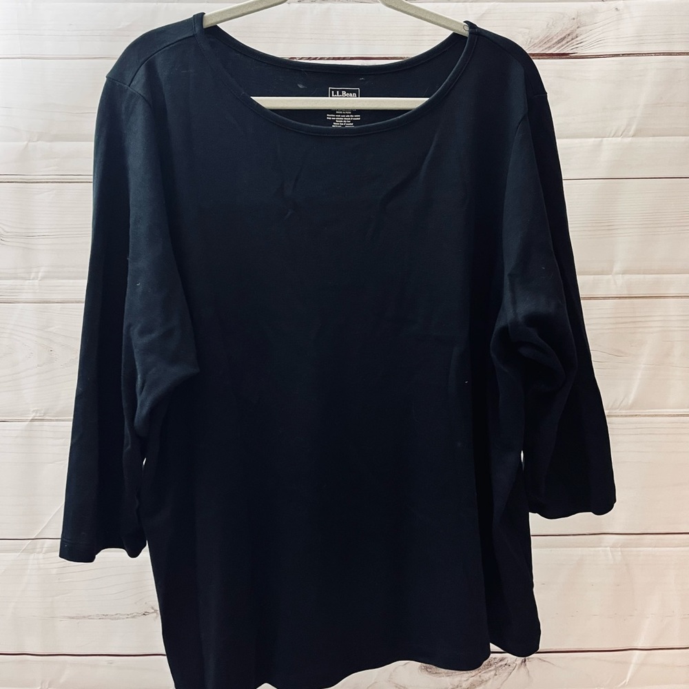 L.L. Bean plus size black 3/4 sleeve top